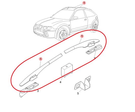 Roof Rail - Black/Alloy - RH 200 Genuine MG Rover CAC000180MBD