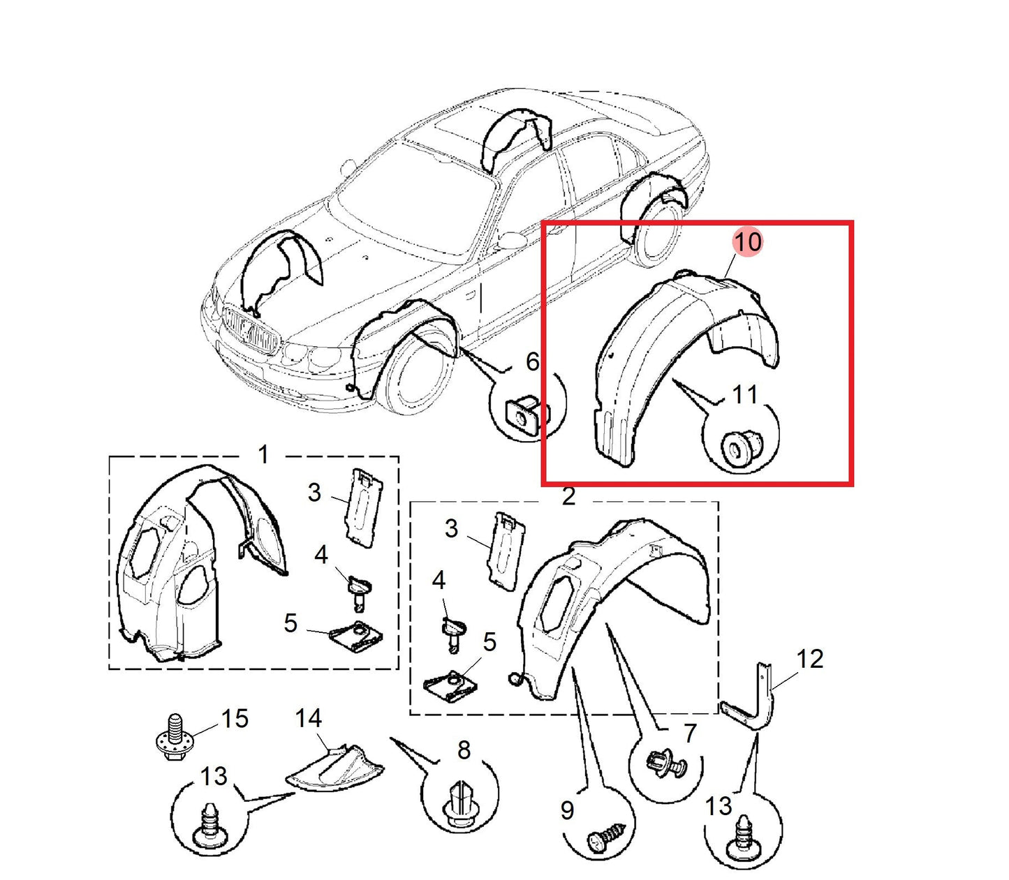 Liner-rear wheelarch - RH 75 Genuine MG Rover CLF101280