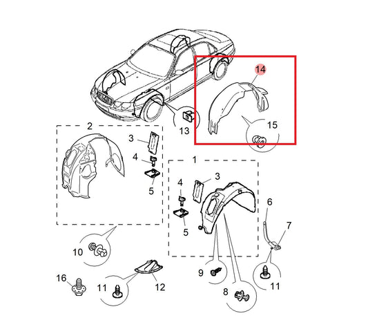 Liner-rear wheelarch - LH 75 Genuine MG Rover CLF101290 CLF000550