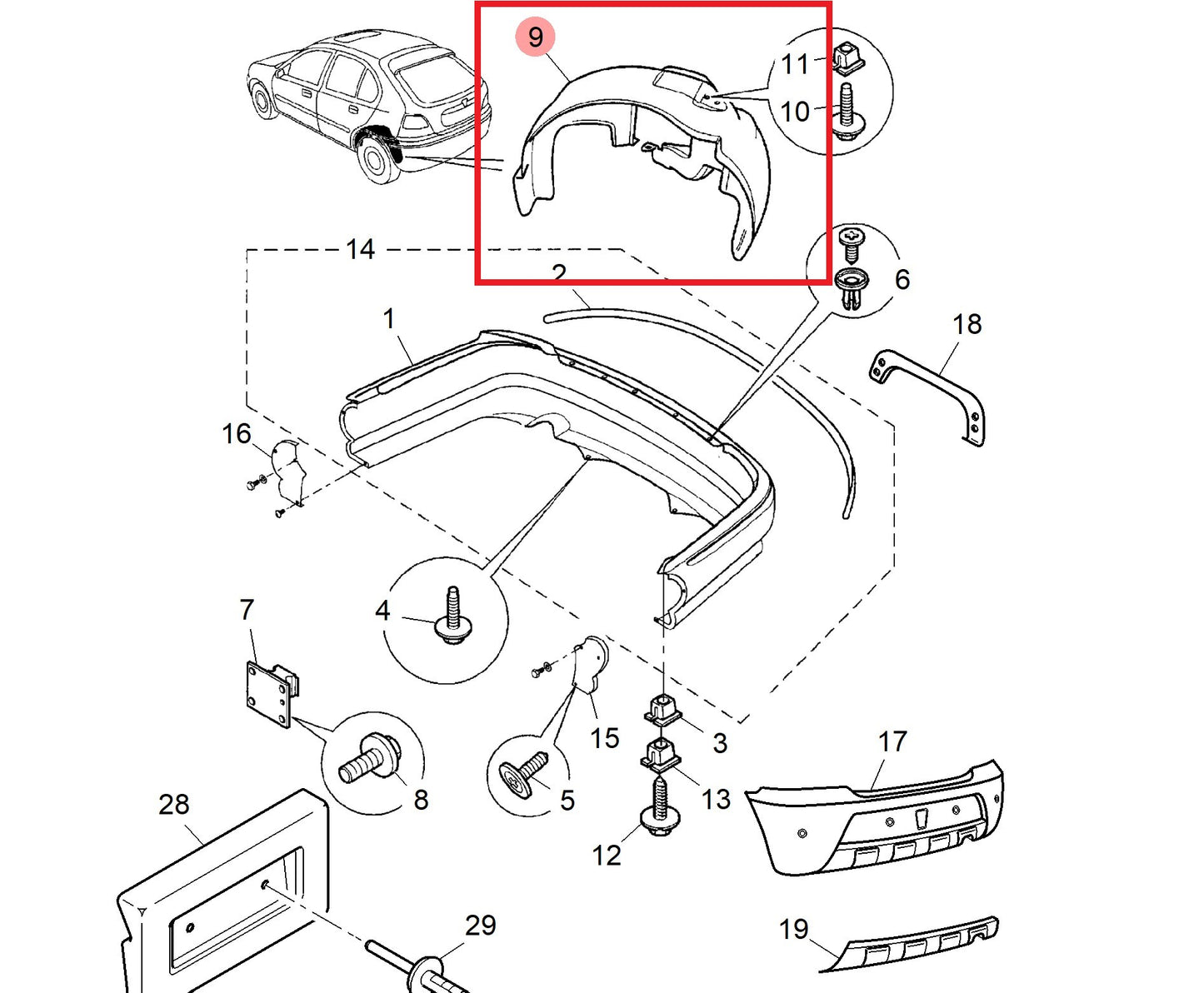 Liner-rear wheelarch - RH 200 Genuine MG Rover CLF101600 CLF101200