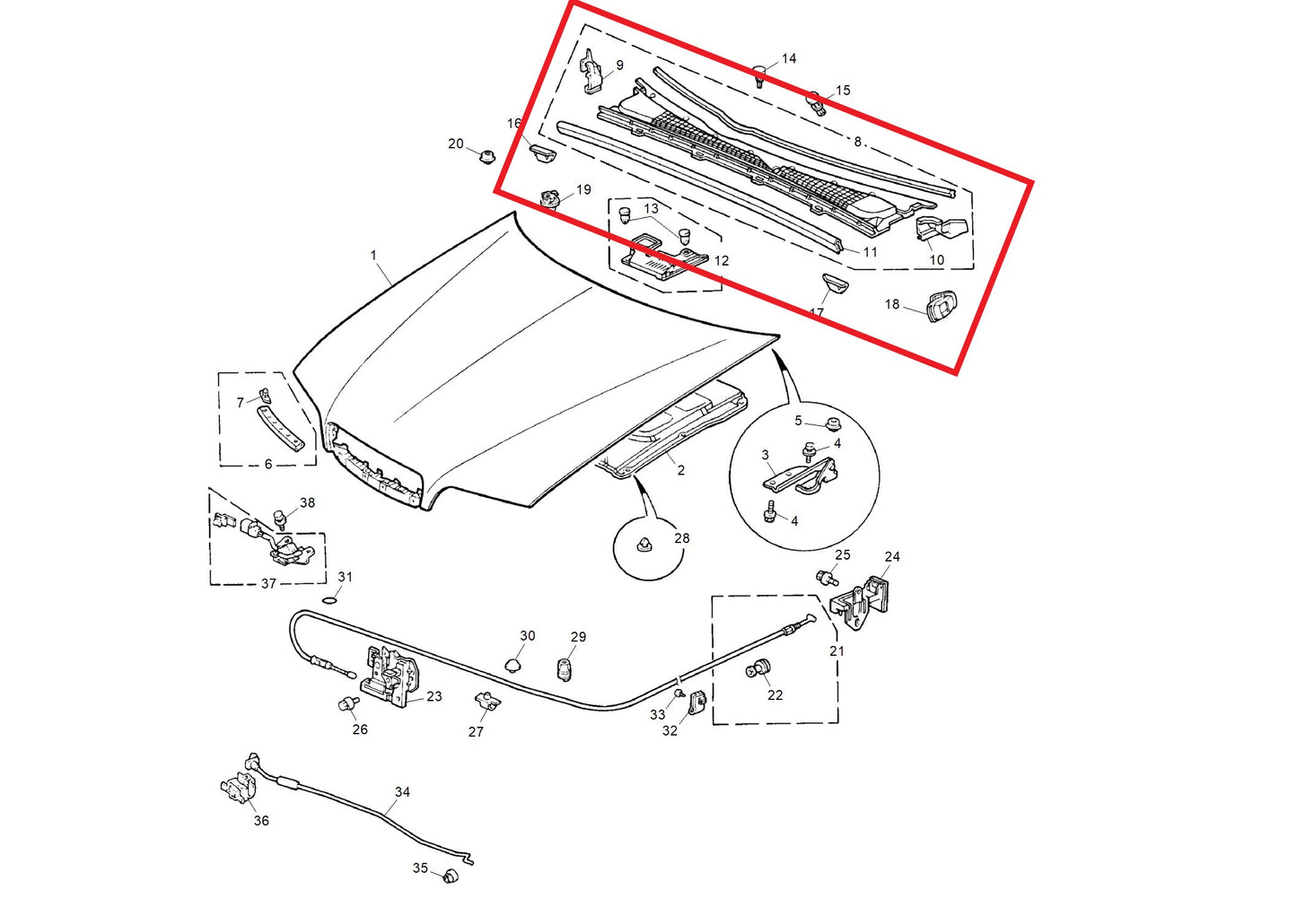 Grille assembly-plenum 600 Genuine MG Rover ECJ100090